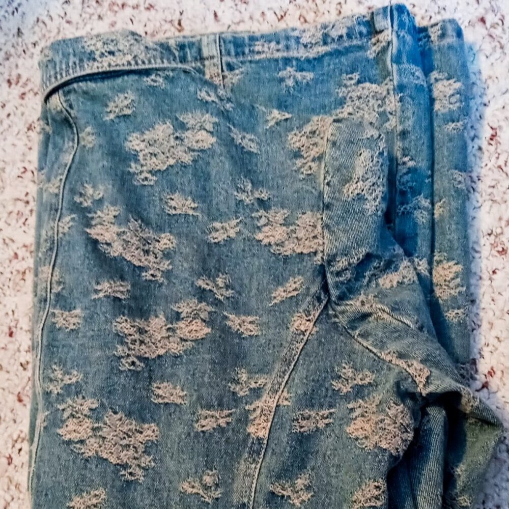 SOLD!!! Vintage Newport News Jeanology Floral Denim Jean Duster Jacket Women’s - Picture 7 of 10